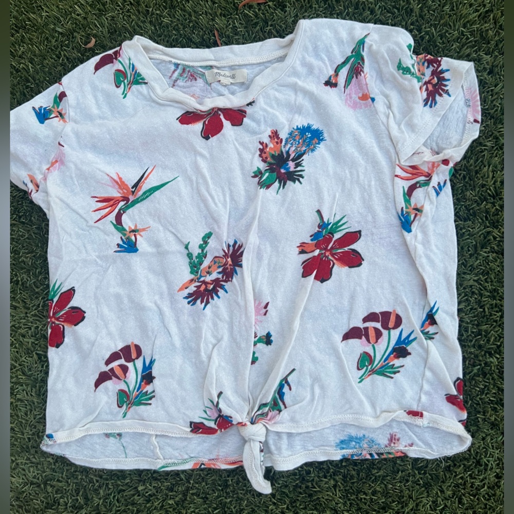 Madewell Knot-Front Tee in Hawaiian Hideaway M